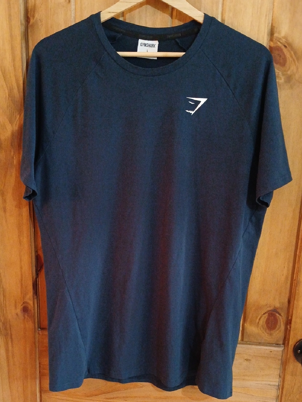 Gymshark Men's Dark Navy Short-Sleeve Crew Tee with Logo - Large